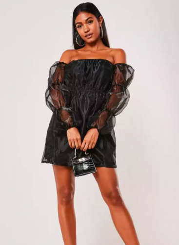 robe col bateau manches organza